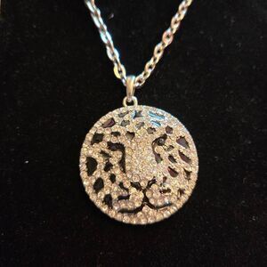 Rhinestone Cheetah Leopard Pendant Long Chain Necklace